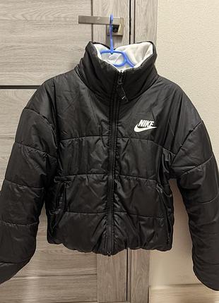Куртка nike двостороння флісова біло-чорна 2