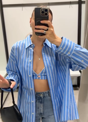 Хлопковая рубашка с бюстиком zara