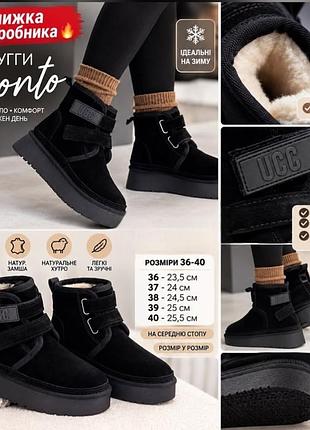 Уггі жіночі ugg toronto чорні 39 розмір 25 см замшеві