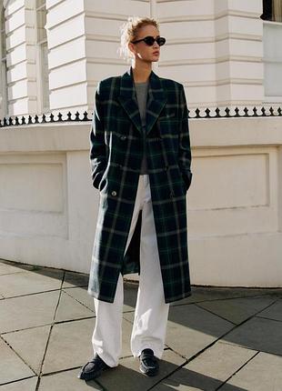 Пальто жіноче картате довге zara new