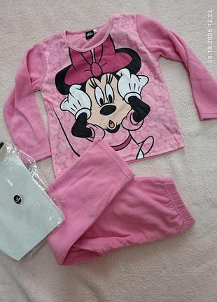 Піжама дитяча disney рожева флісова з мінні маус