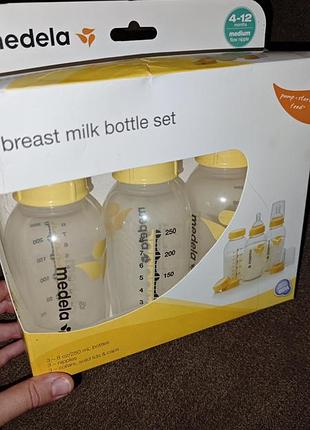 Набір пляшечок для грудного молока medela 250 мл 3 шт