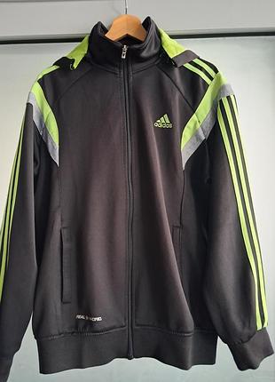 Спортивна куртка adidas real madrid чорна з салатовим