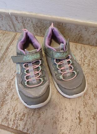 Кросівки для дівчинки skechers s-lights сірі з бузковим, 28 розмір