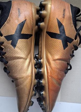 Футбольні бутси adidas x techfit золотисті, розмір 40, устілка 25.5 см