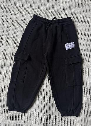 Чорні широкі джогери zara спортивні штани карго шаровари