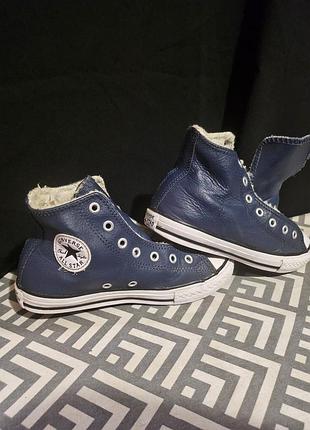 Кеди дитячі converse високі сині шкіряні утеплені 34 розмір