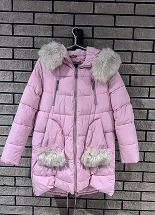 Куртка зимова дуже тепла пуховик рожева барбі barbi pink розова