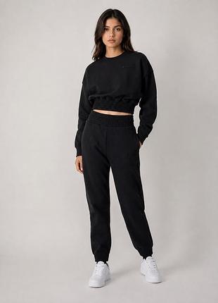 Champion свитшот укороченный женский на резинке xs черный однотонный (12345751-8)