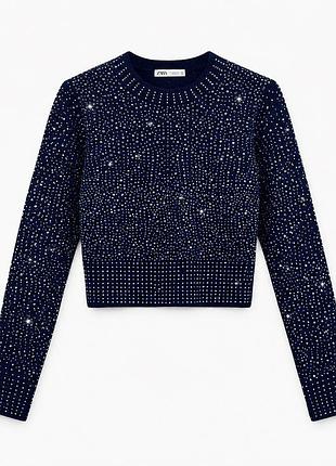 Светр із стразами zara джемпер