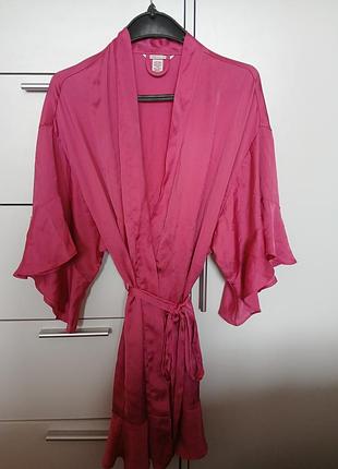 Халат жіночий victoria's secret рожевий сатиновий xs/s