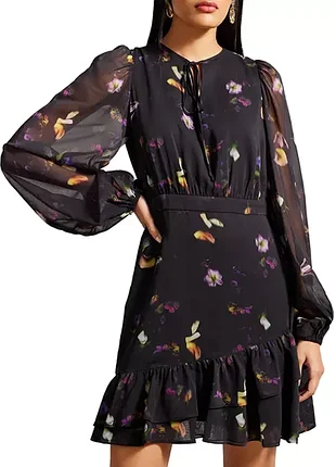 Чудова сукня ❣️ted baker❣️чорна з квітковим принтом та оборками