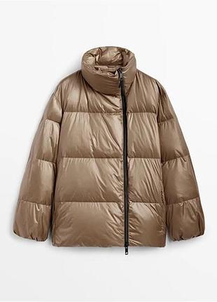 Куртка-пуховик жіноча massimo dutti коричнева коротка дута
