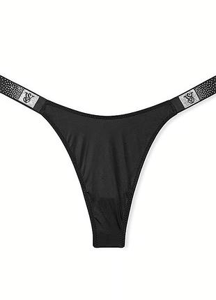 Трусики стринги victoria's secret scattered shine strap smooth thong чорні, розмір l