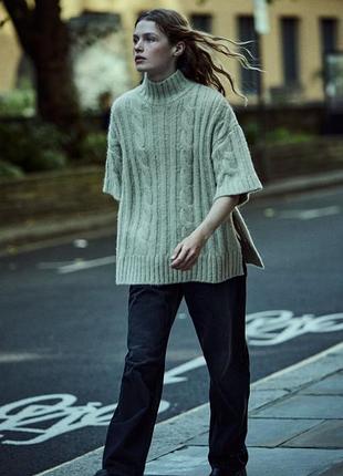 Zara теплый топ кофта фисташкового цвета р.s