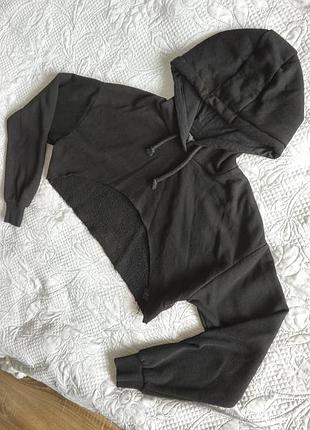 Худи primark xs женское черное укороченное хлопковое