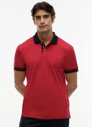 Чоловіче поло tommy hilfiger червоне з контрастним коміром