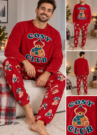 Мужская теплая пижама из флиса р xxl новогодняя