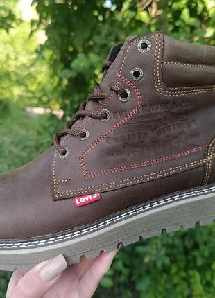 Чоловічі зимові черевики levi's шкіряні коричневі 42 розмір