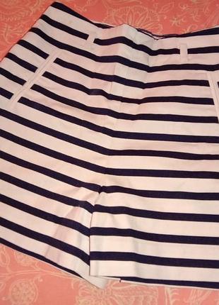 Шорти літня жіночі пляжні zara у морському стилі смужка біла синя