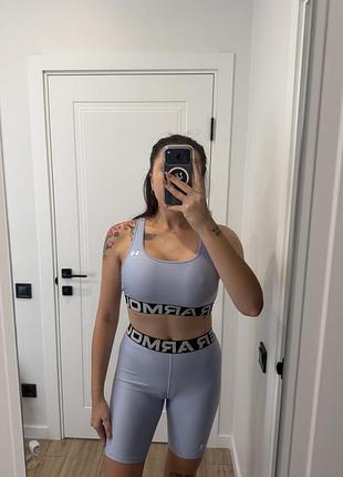 Спортивний костюм жіночий under armour двійка з топом та шортами бузковий