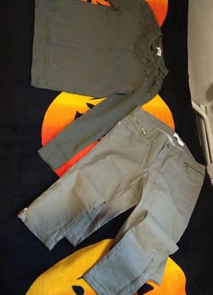 Комплект zara штани та лонгмлив котоновий