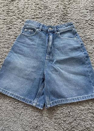 Жіночі джинсові шорти з високою посадкою сині