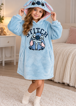Детская плюшевая туника stitch с капюшоном, пижама 7–10 лет