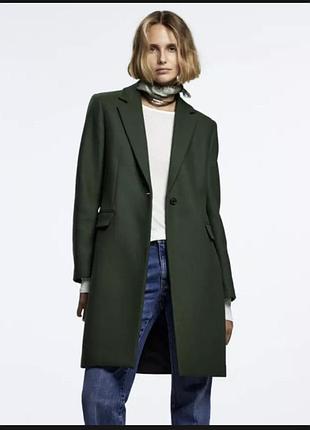 Вовняне пальто zara woman xs/s💚🤎75% вовна💚