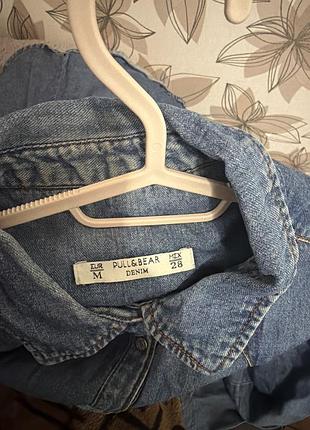Джинсова сорочка pull&bear синя з довгим рукавом 4