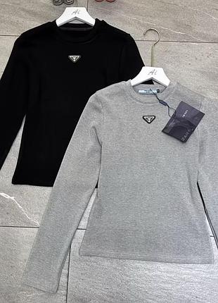 Лонгслів prada чоловічий чорний та сірий 3