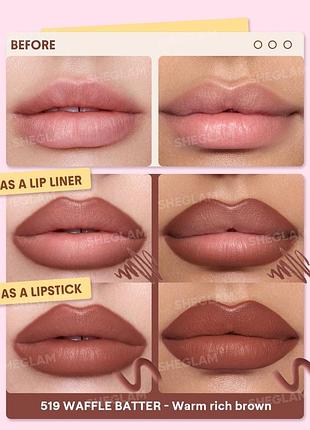 Карандаш для губ sheglam define &amp; fill triangle lip liner - 519 waffle batter (6369-519) 2