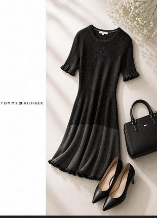 Сукня жіноча tommy hilfiger трикотажна розкльошена сіро-чорна