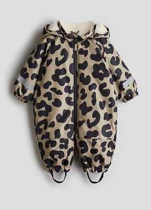 Зимовий комбінезон h&m леопардовий 98 см та шапка 52 см