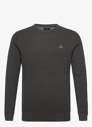 Джемпер чоловічий gant cotton pique c-neck графітовий