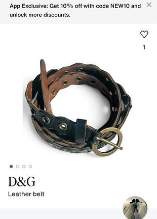 Шкіряний вінтажний ремень d&g (dolce & gabbana) з люверсами