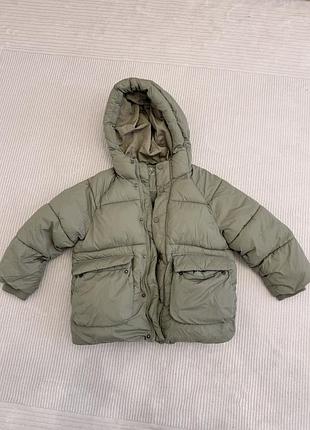 Зимова куртка zara хакі стьобана з капюшоном