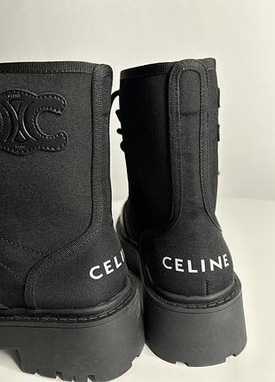Черевики жіночі chanel чорні текстильні на платформі
