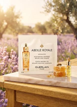 Обновляющая маселка-вода для лица guerlain abeille royale advanced youth watery oil (разглаживает, придает сияние и объем) объем: 0,5 мл
