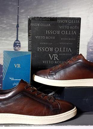 Мужские кожаные кеды/кроссовки vitto rossi (артикул vr26801b-0102, размер 43). длина стельки 28 см натуральная кожа высокого качества