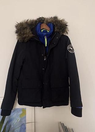 Куртка зимова для підлітків abercrombie&fitch темно-синя  140-146 см