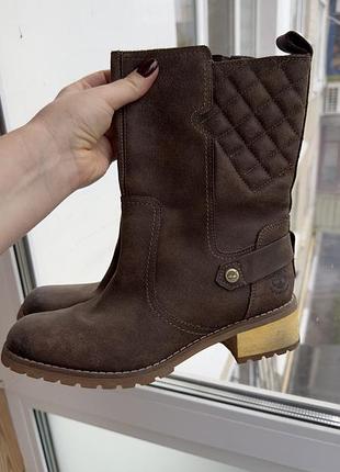 Черевики жіночі timberland коричневі замшеві середні