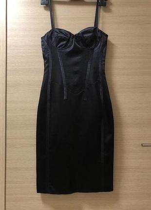 Шовкова сукня-корсет karen millen 100% шовк, вечірня сукня футляр зі шнурівкою, s
