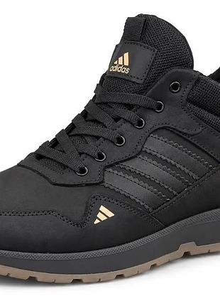 Чоловічі зимові шкіряні черевики кросівки adidas climacool tech black