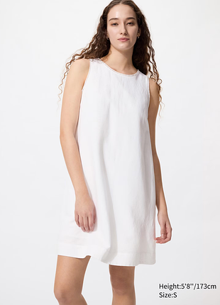 Мини платье из смесового льна uniqlo