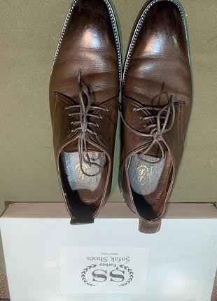 Чоловічі туфлі şafak shoes коричневі класичні на шнурівці