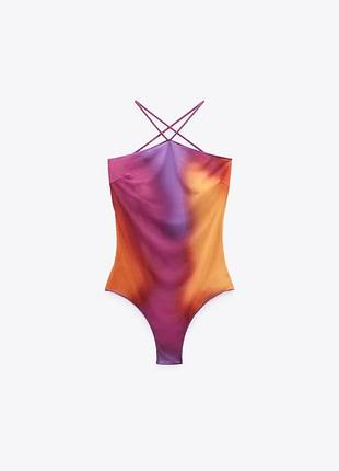 Жіночий суцільний купальник zara printed tulle swimsuit