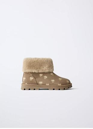 Дитячі чобітки zara mickey mouse бежеві 28-29 розмір