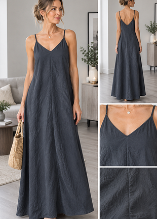 Довга сукня-сарафан максі zara black tag чорна