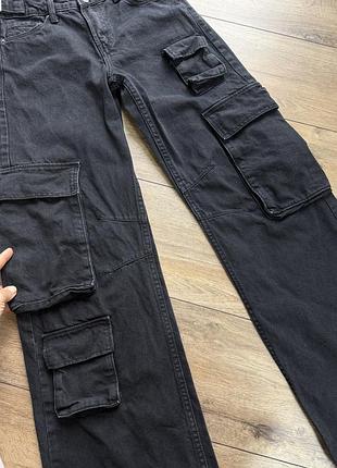 Джинси чорні карго bershka 4